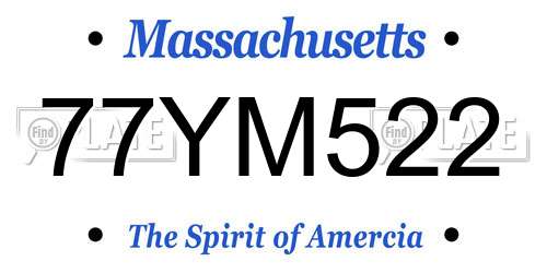 77YM522 Massachusetts License Plate