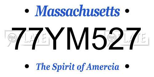 77YM527 Massachusetts License Plate