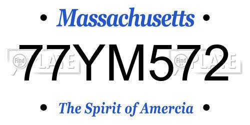 77YM572 Massachusetts License Plate
