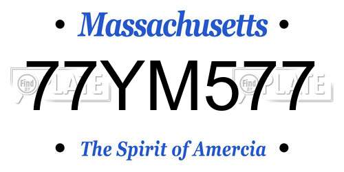 77YM577 Massachusetts License Plate
