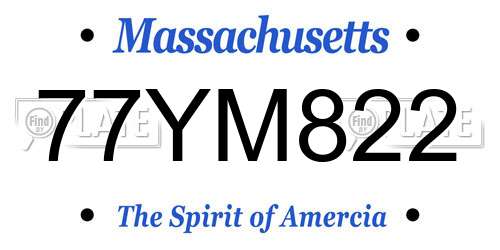77YM822 Massachusetts License Plate