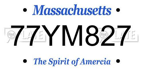 77YM827 Massachusetts License Plate