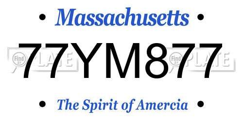77YM877 Massachusetts License Plate