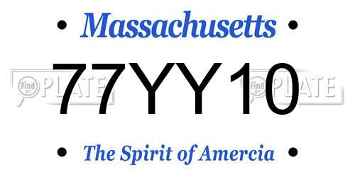 77YY10 Massachusetts License Plate