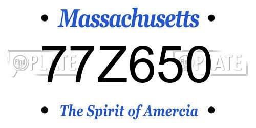 77Z650 Massachusetts License Plate