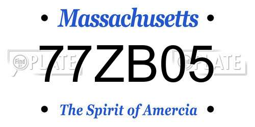 77ZB05 Massachusetts License Plate