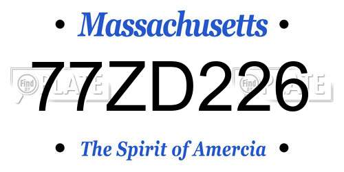 77ZD226 Massachusetts License Plate