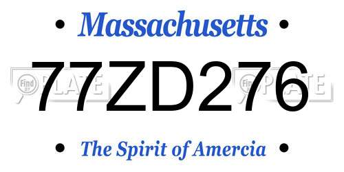 77ZD276 Massachusetts License Plate