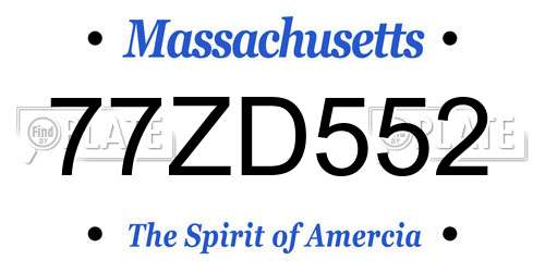 77ZD552 Massachusetts License Plate