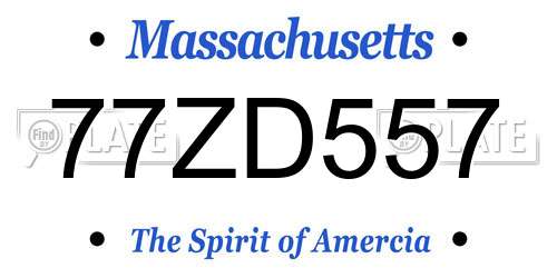 77ZD557 Massachusetts License Plate