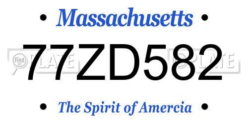 77ZD582 Massachusetts License Plate