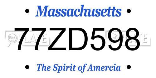 77ZD598 Massachusetts License Plate