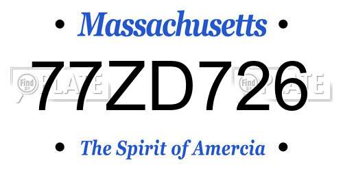 77ZD726 Massachusetts License Plate