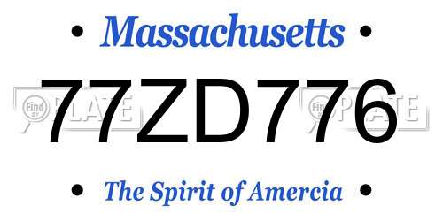 77ZD776 Massachusetts License Plate