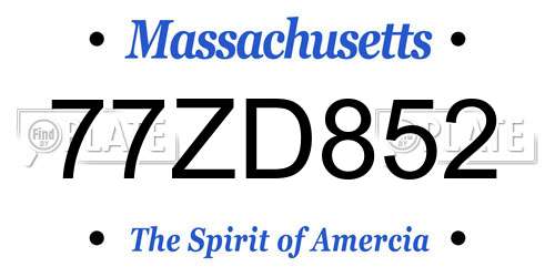 77ZD852 Massachusetts License Plate