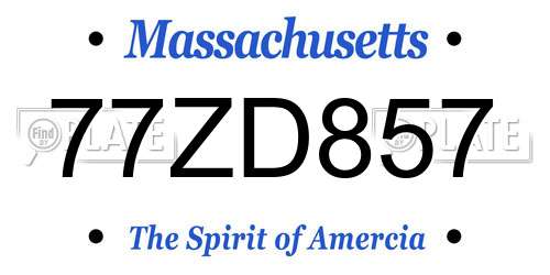 77ZD857 Massachusetts License Plate