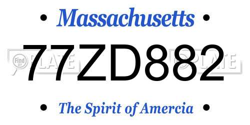 77ZD882 Massachusetts License Plate