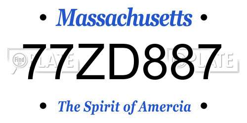 77ZD887 Massachusetts License Plate