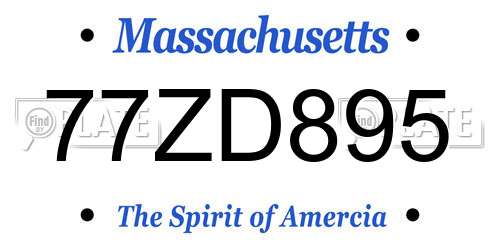 77ZD895 Massachusetts License Plate