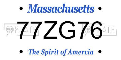 77ZG76 Massachusetts License Plate