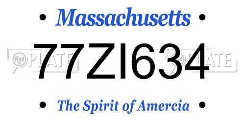 77ZI634 Massachusetts License Plate