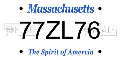 77ZL76 Massachusetts License Plate