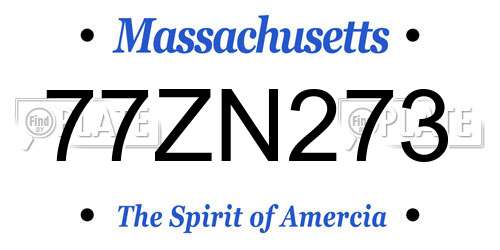 77ZN273 Massachusetts License Plate