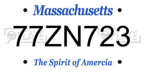 77ZN723 Massachusetts License Plate