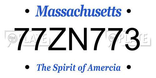 77ZN773 Massachusetts License Plate