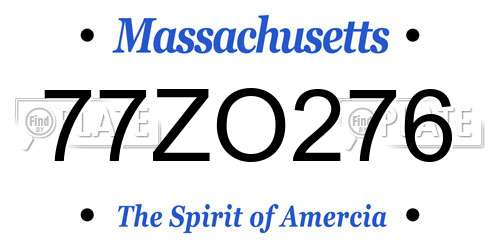 77ZO276 Massachusetts License Plate