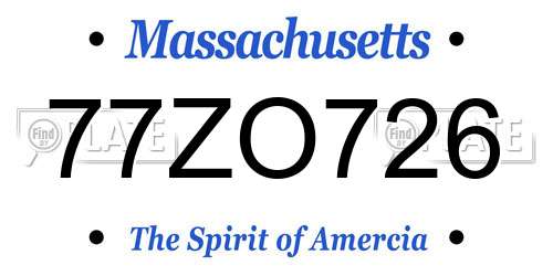 77ZO726 Massachusetts License Plate