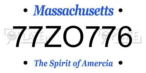 77ZO776 Massachusetts License Plate