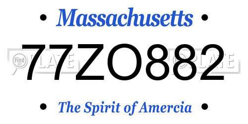 77ZO882 Massachusetts License Plate