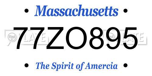 77ZO895 Massachusetts License Plate
