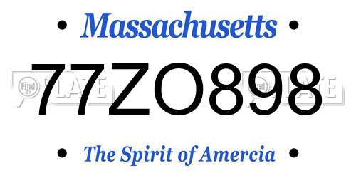 77ZO898 Massachusetts License Plate