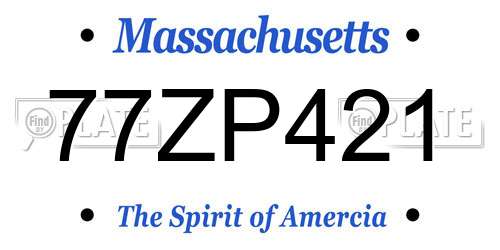 77ZP421 Massachusetts License Plate