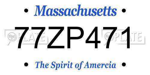 77ZP471 Massachusetts License Plate