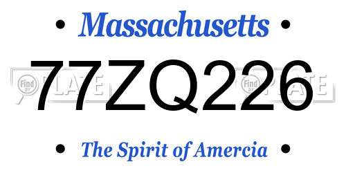 77ZQ226 Massachusetts License Plate