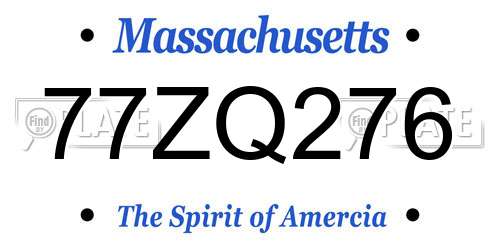 77ZQ276 Massachusetts License Plate