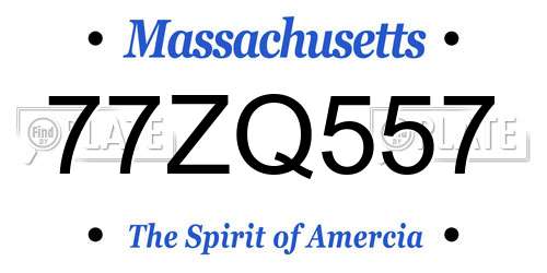 77ZQ557 Massachusetts License Plate