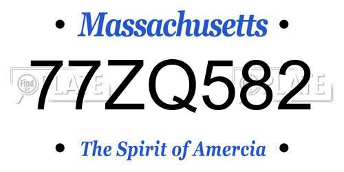 77ZQ582 Massachusetts License Plate