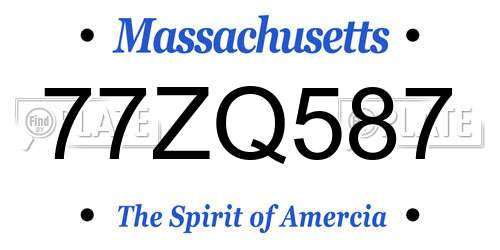 77ZQ587 Massachusetts License Plate