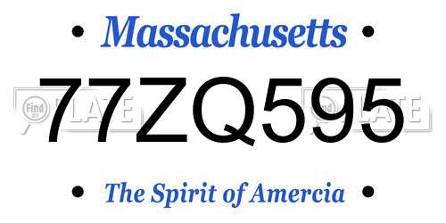 77ZQ595 Massachusetts License Plate