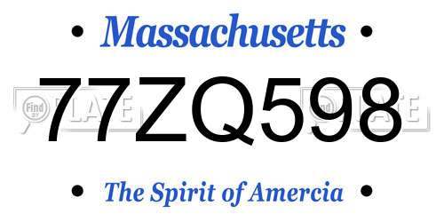 77ZQ598 Massachusetts License Plate