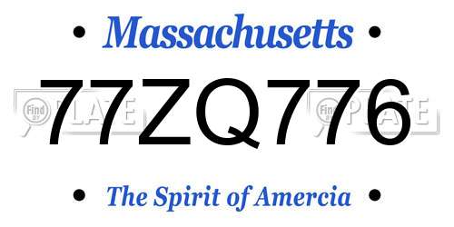 77ZQ776 Massachusetts License Plate