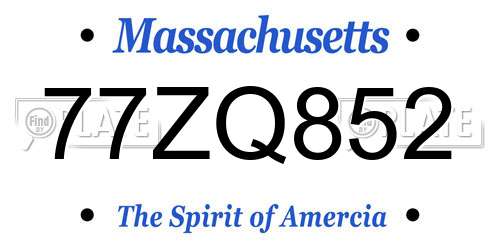 77ZQ852 Massachusetts License Plate