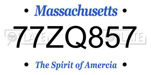 77ZQ857 Massachusetts License Plate