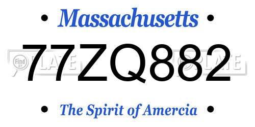 77ZQ882 Massachusetts License Plate