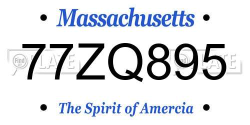 77ZQ895 Massachusetts License Plate