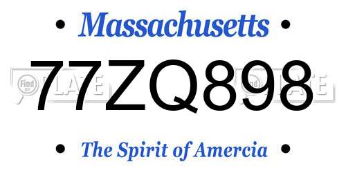 77ZQ898 Massachusetts License Plate